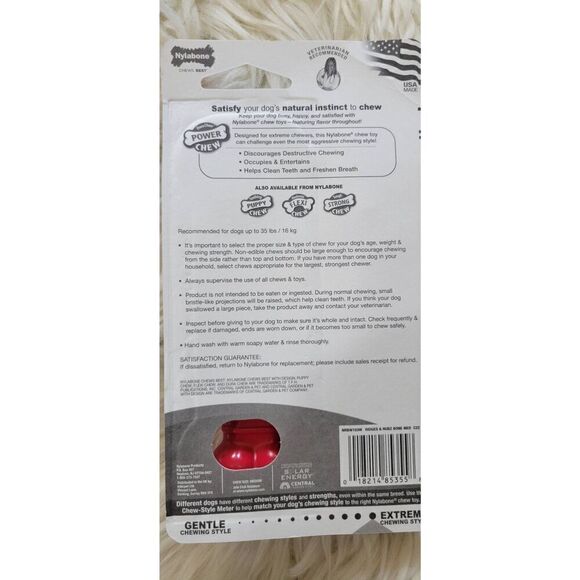 Nylabone Power Chew Holiday Bone Chew Toy (1 count) Beef Medium (Up to 35 Lbs) - Picture 4 of 5